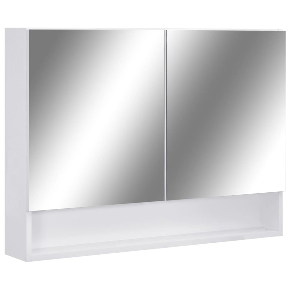 vidaXL Dulap de baie cu oglindă și LED-uri, alb, 80x15x60 cm, MDF