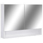 vidaXL Dulap de baie cu oglindă și LED-uri, alb, 80x15x60 cm, MDF vidaXL Dulap de baie cu oglindă și LED-uri, alb, 80x15x60 cm, MDF