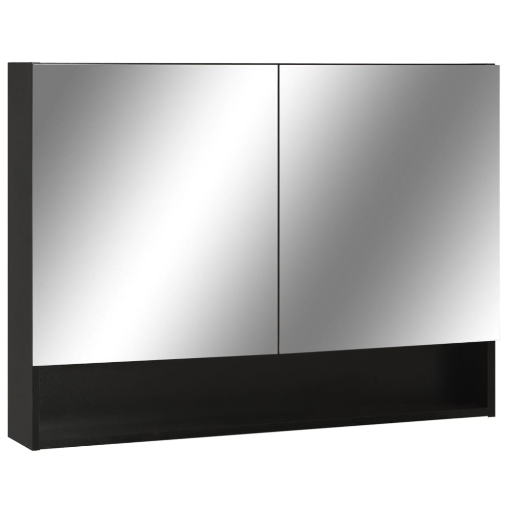 vidaXL Dulap de baie cu oglindă și LED-uri, negru, 80x15x60 cm, MDF