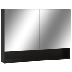 vidaXL Dulap de baie cu oglindă și LED-uri, negru, 80x15x60 cm, MDF vidaXL Dulap de baie cu oglindă și LED-uri, negru, 80x15x60 cm, MDF