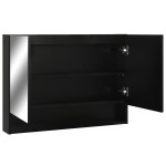 vidaXL Dulap de baie cu oglindă și LED-uri, negru, 80x15x60 cm, MDF vidaXL Dulap de baie cu oglindă și LED-uri, negru, 80x15x60 cm, MDF