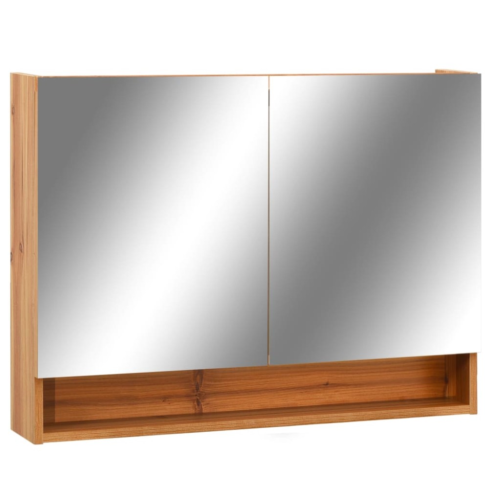 vidaXL Dulap de baie cu oglindă și LED-uri, stejar, 80x15x60 cm, MDF