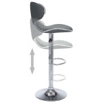 vidaXL Scaune de bar, 2 buc., gri, piele ecologică