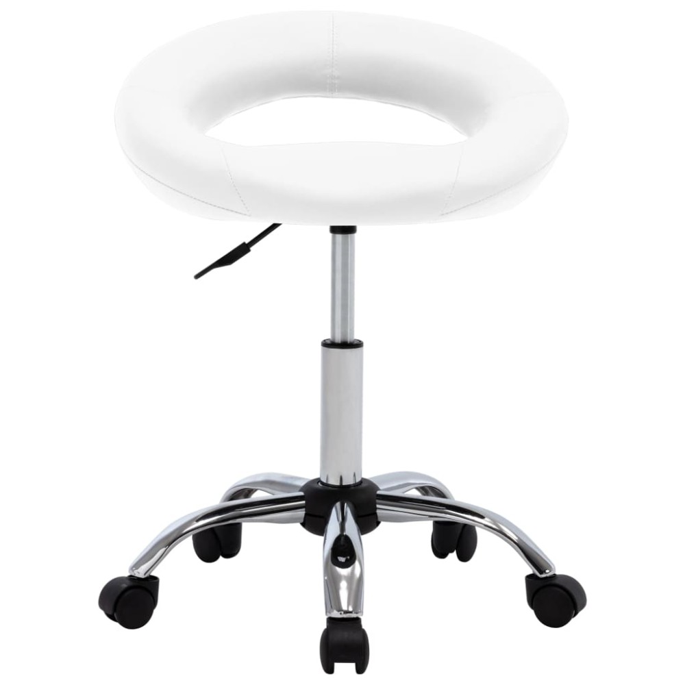 vidaXL Scaun de lucru pivotant, alb, piele ecologică