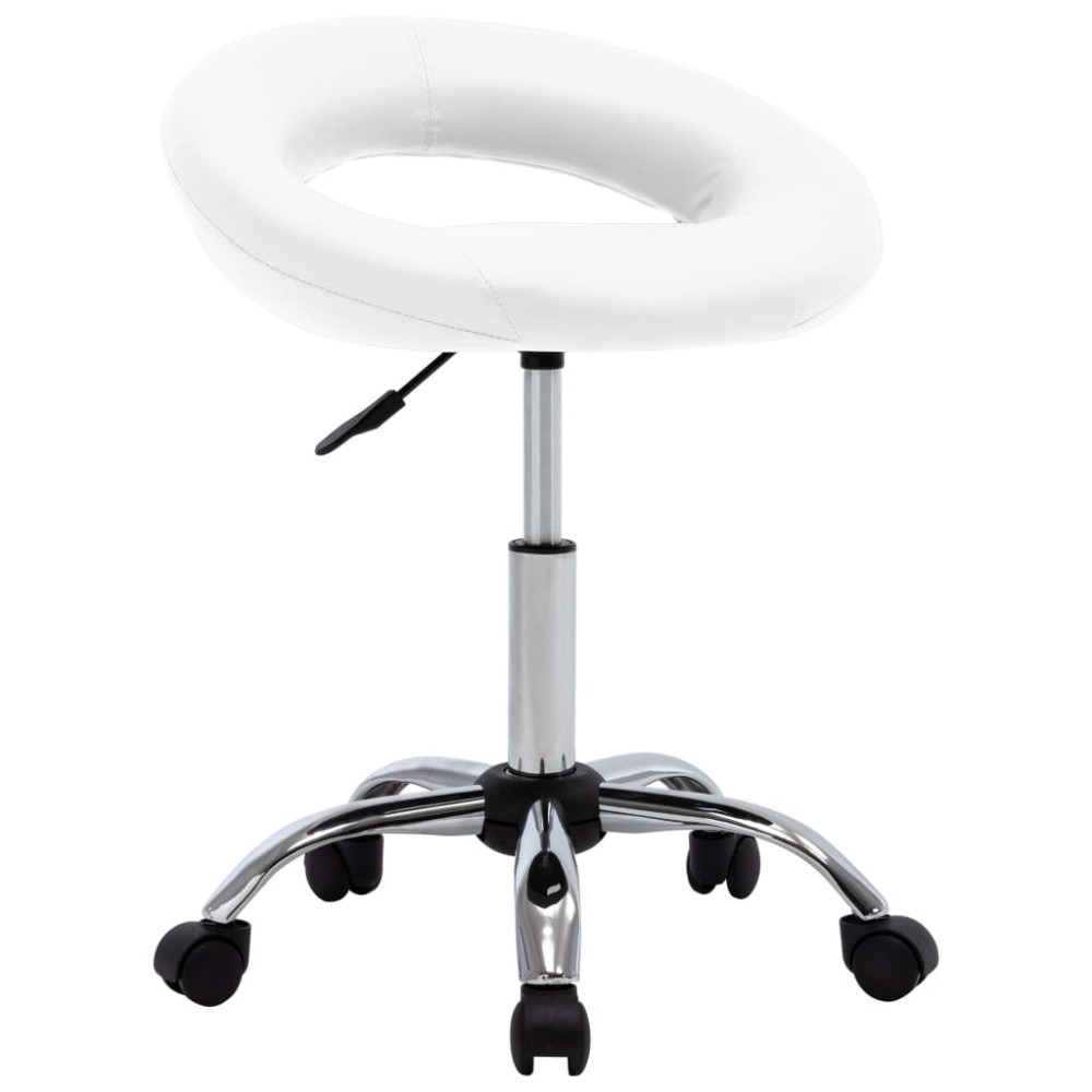 vidaXL Scaun de lucru pivotant, alb, piele ecologică