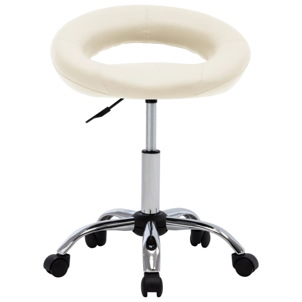 vidaXL Scaun de lucru pivotant, crem, piele ecologică