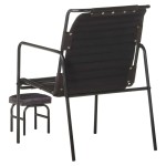 vidaXL Fotoliu de relaxare cu suport picioare, negru, piele naturală vidaXL Fotoliu de relaxare cu suport picioare, negru, piele naturală
