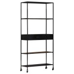 vidaXL Bibliotecă, 80x35x180 cm, lemn mango nefinisat & fier vidaXL Bibliotecă, 80x35x180 cm, lemn mango nefinisat & fier