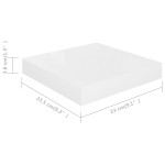 vidaXL Raft de perete suspendat, alb extralucios, 23x23,5x3,8 cm, MDF