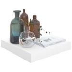vidaXL Rafturi de perete, 2 buc., alb extralucios, 23x23,5x3,8 cm, MDF