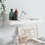 vidaXL Raft de perete suspendat, alb extralucios, 50x23x3,8 cm, MDF