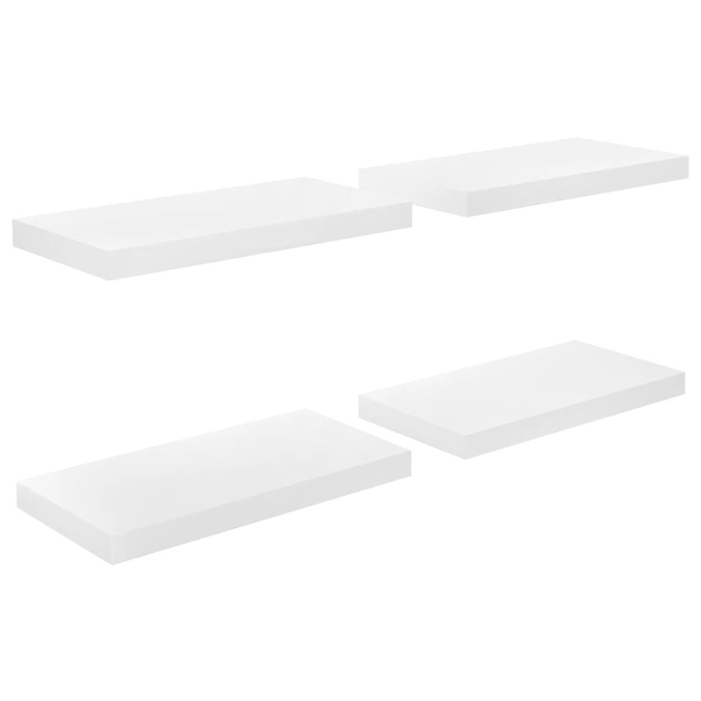 vidaXL Rafturi de perete, 4 buc., alb extralucios, 50x23x3,8 cm, MDF