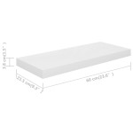 vidaXL Raft de perete suspendat, alb extralucios, 60x23,5x3,8 cm, MDF