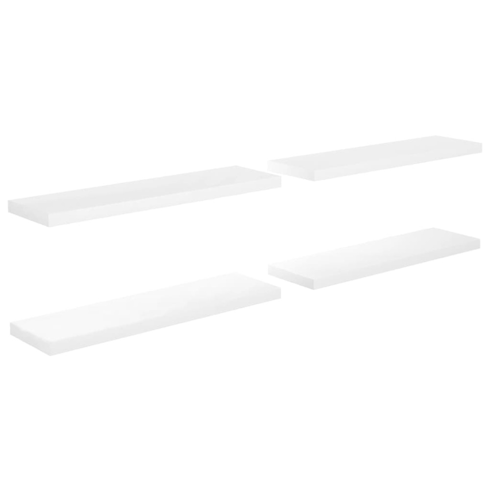 vidaXL Rafturi de perete, 4 buc., alb extralucios, 90x23,5x3,8 cm, MDF