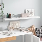 vidaXL Raft de perete suspendat, alb extralucios, 120x23,5x3,8 cm, MDF