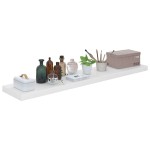 vidaXL Raft de perete suspendat, alb extralucios, 120x23,5x3,8 cm, MDF