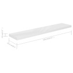 vidaXL Raft de perete suspendat, alb extralucios, 120x23,5x3,8 cm, MDF