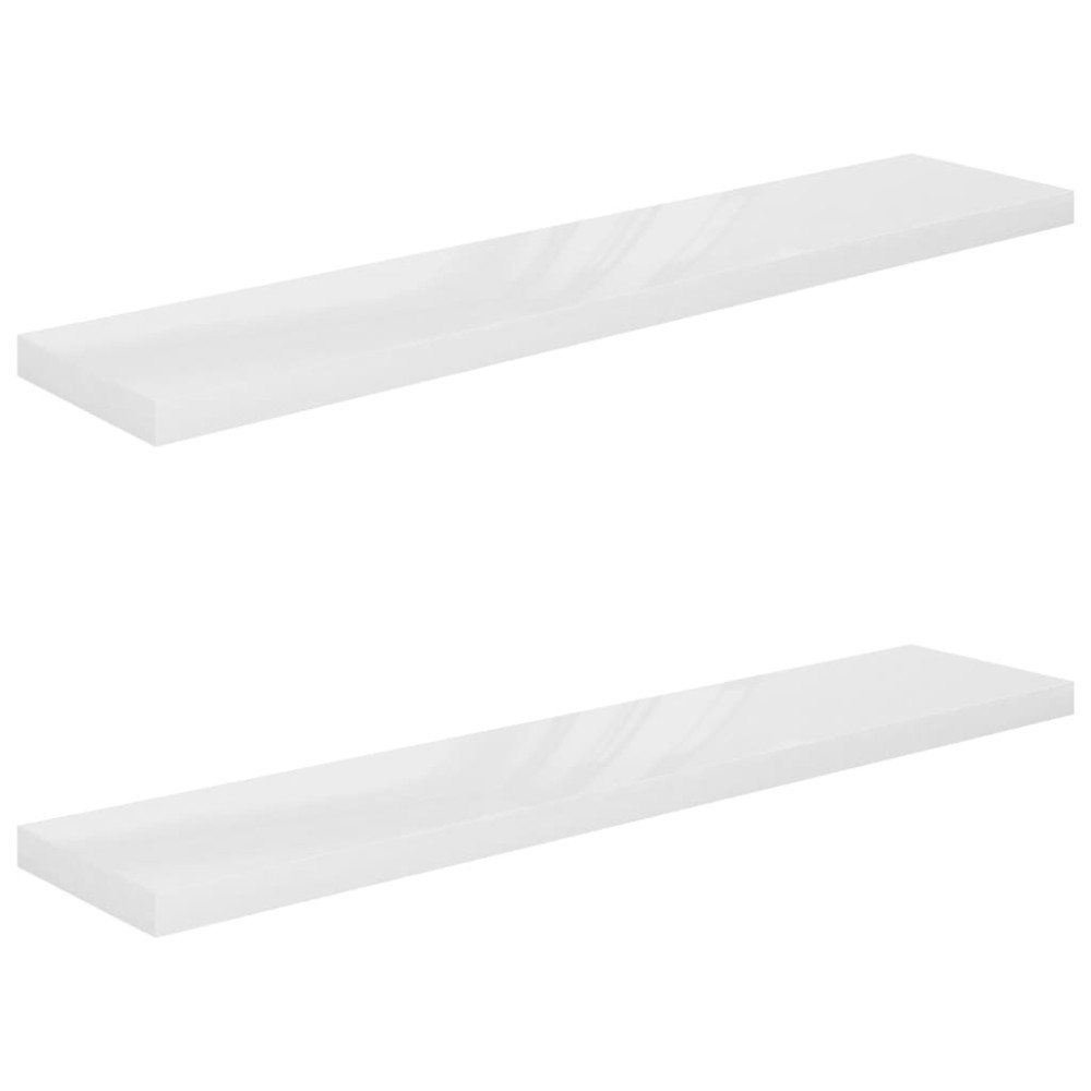 vidaXL Rafturi de perete, 2 buc., alb extralucios, 120x23,5x3,8 cm MDF