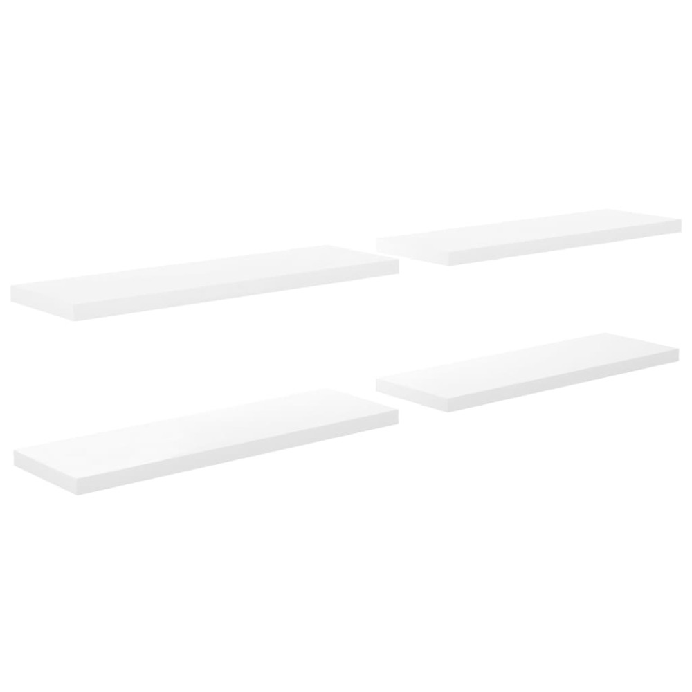 vidaXL Rafturi de perete, 4 buc., alb extralucios, 120x23,5x3,8 cm MDF