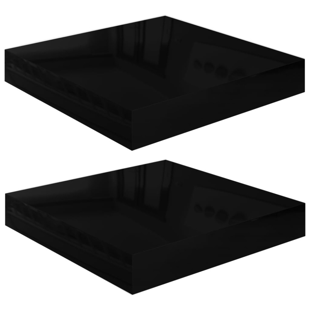 vidaXL Rafturi de perete 2 buc. negru extralucios 23x23,5x3,8 cm, MDF