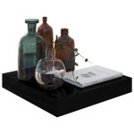 vidaXL Rafturi de perete 2 buc. negru extralucios 23x23,5x3,8 cm, MDF vidaXL Rafturi de perete 2 buc. negru extralucios 23x23,5x3,8 cm, MDF