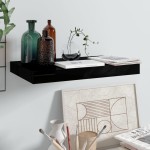 vidaXL Raft de perete suspendat, negru extralucios, 40x23x3,8 cm, MDF