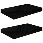 vidaXL Rafturi de perete, 2 buc., negru extralucios, 40x23x3,8 cm, MDF