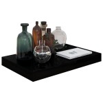 vidaXL Rafturi de perete, 2 buc., negru extralucios, 40x23x3,8 cm, MDF