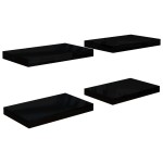 vidaXL Rafturi de perete, 4 buc., negru extralucios, 40x23x3,8 cm, MDF