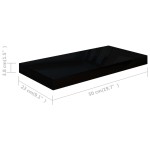 vidaXL Raft de perete suspendat, negru extralucios, 50x23x3,8 cm, MDF