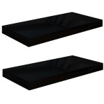 vidaXL Rafturi de perete, 2 buc., negru extralucios, 50x23x3,8 cm, MDF vidaXL Rafturi de perete, 2 buc., negru extralucios, 50x23x3,8 cm, MDF