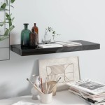 vidaXL Raft de perete suspendat negru extralucios, 60x23,5x3,8 cm, MDF