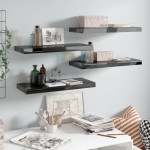 vidaXL Rafturi de perete 4 buc. negru extralucios, 60x23,5x3,8 cm, MDF vidaXL Rafturi de perete 4 buc. negru extralucios, 60x23,5x3,8 cm, MDF