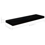 vidaXL Raft de perete suspendat negru extralucios, 80x23,5x3,8 cm, MDF
