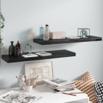 vidaXL Rafturi de perete 2 buc., negru extralucios, 80x23,5x3,8 cm MDF vidaXL Rafturi de perete 2 buc., negru extralucios, 80x23,5x3,8 cm MDF