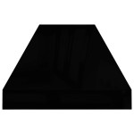 vidaXL Rafturi de perete, 2 buc., negru extralucios 90x23,5x3,8 cm MDF