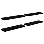 vidaXL Rafturi de perete 4 buc. negru extralucios, 90x23,5x3,8 cm, MDF vidaXL Rafturi de perete 4 buc. negru extralucios, 90x23,5x3,8 cm, MDF