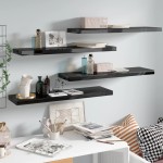 vidaXL Rafturi de perete 4 buc. negru extralucios, 90x23,5x3,8 cm, MDF vidaXL Rafturi de perete 4 buc. negru extralucios, 90x23,5x3,8 cm, MDF