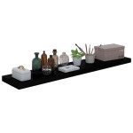 vidaXL Rafturi de perete, 2 buc. negru extralucios 120x23,5x3,8 cm MDF