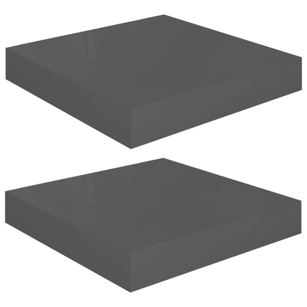 vidaXL Rafturi de perete, 2 buc., gri extralucios, 23x23,5x3,8 cm, MDF