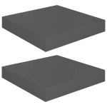 vidaXL Rafturi de perete, 2 buc., gri extralucios, 23x23,5x3,8 cm, MDF vidaXL Rafturi de perete, 2 buc., gri extralucios, 23x23,5x3,8 cm, MDF