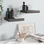 vidaXL Rafturi de perete, 2 buc., gri extralucios, 23x23,5x3,8 cm, MDF vidaXL Rafturi de perete, 2 buc., gri extralucios, 23x23,5x3,8 cm, MDF