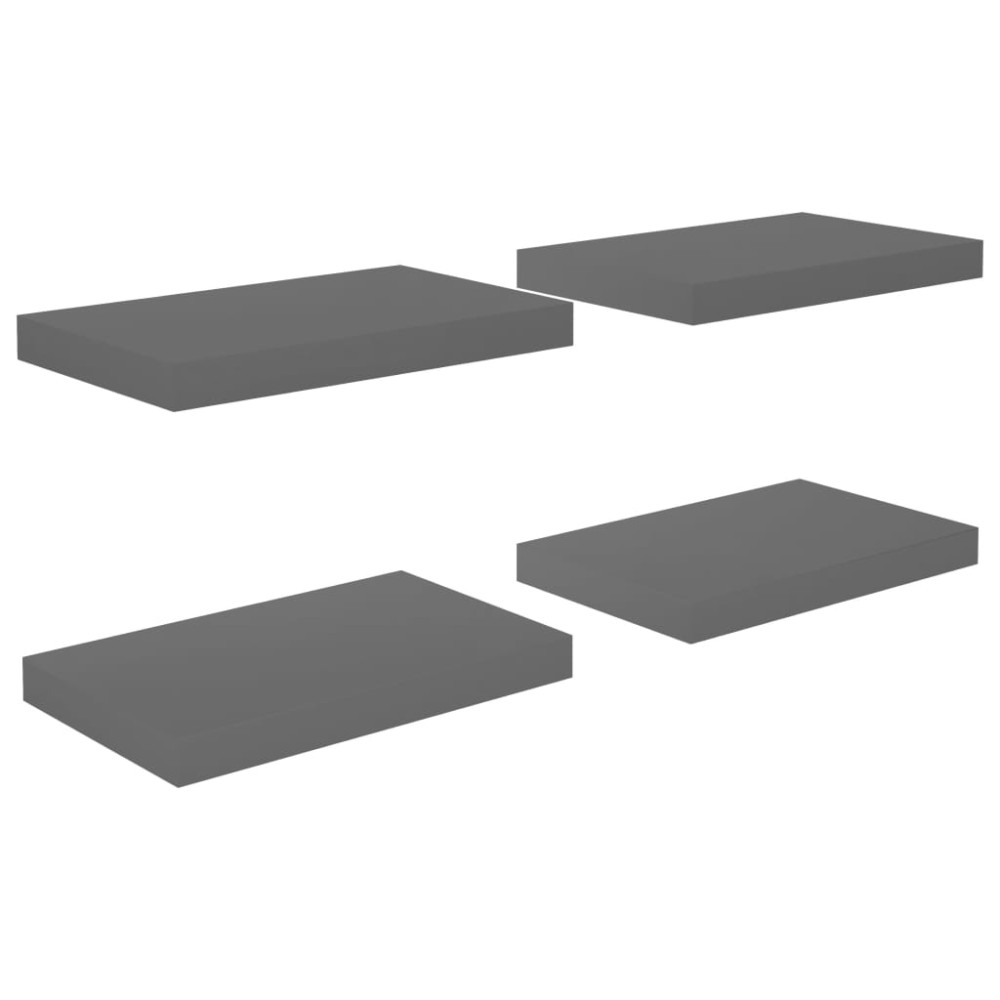 vidaXL Rafturi de perete, 4 buc., gri extralucios, 40x23x3,8 cm, MDF