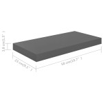 vidaXL Raft de perete suspendat, gri extralucios, 50x23x3,8 cm, MDF