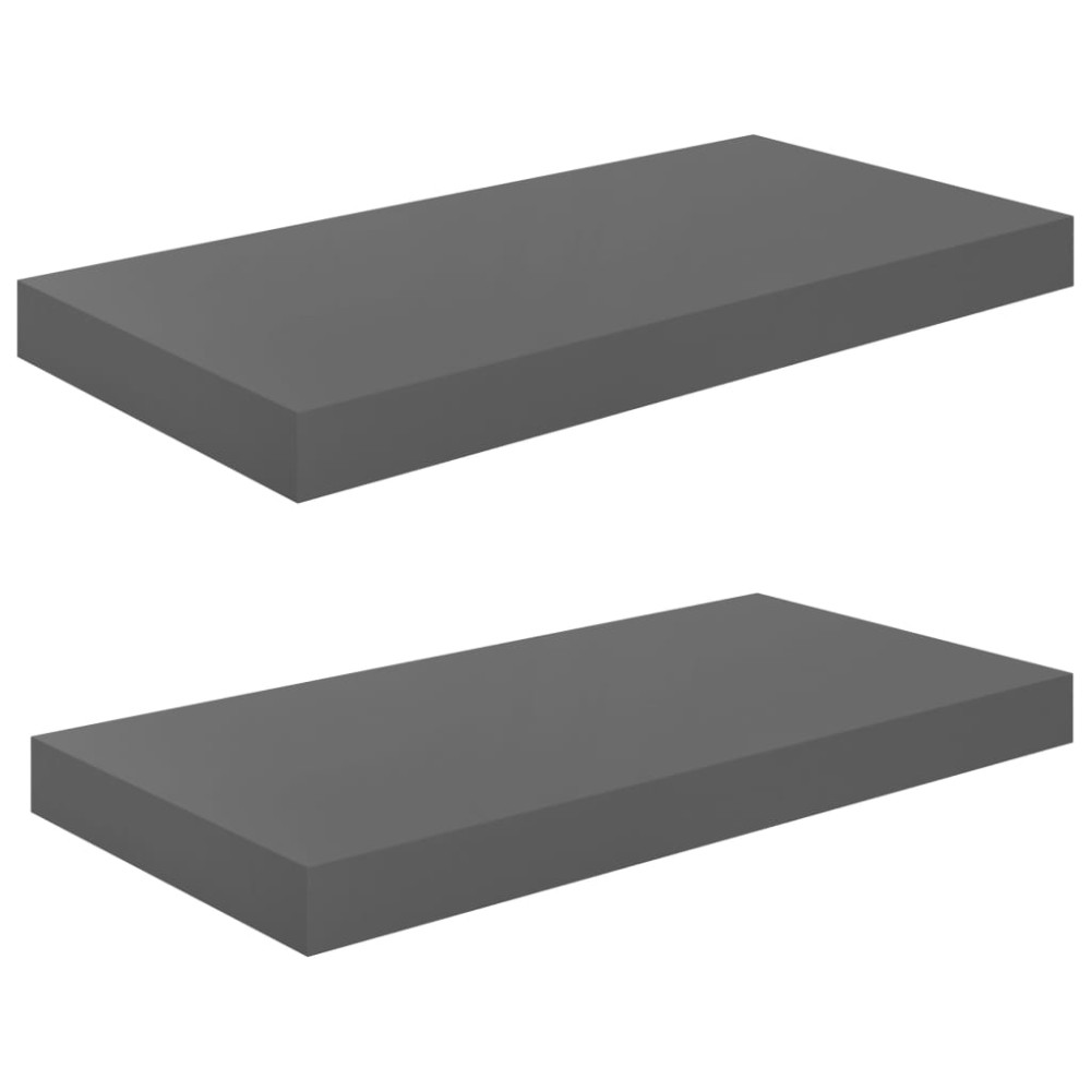 vidaXL Rafturi de perete, 2 buc., gri extralucios, 50x23x3,8 cm, MDF