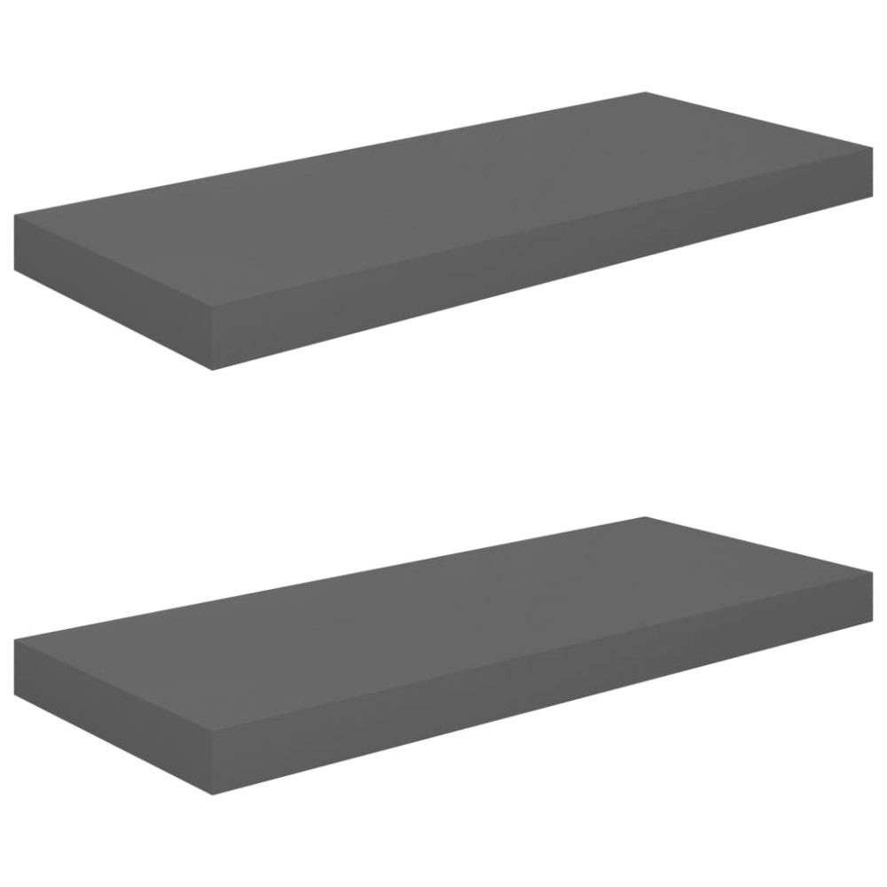 vidaXL Rafturi de perete, 2 buc., gri extralucios, 60x23,5x3,8 cm, MDF