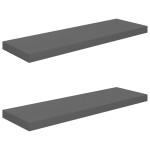 vidaXL Rafturi de perete, 2 buc., gri extralucios, 80x23,5x3,8 cm, MDF