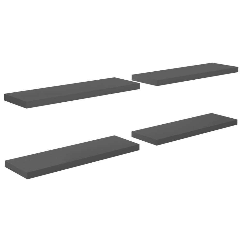 vidaXL Rafturi de perete, 4 buc., gri extralucios, 80x23,5x3,8 cm, MDF