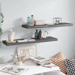 vidaXL Rafturi de perete, 2 buc., gri extralucios, 90x23,5x3,8 cm, MDF