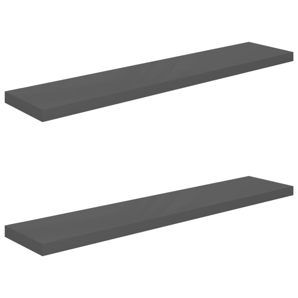 vidaXL Rafturi de perete, 2 buc., gri extralucios, 120x23,5x3,8 cm MDF